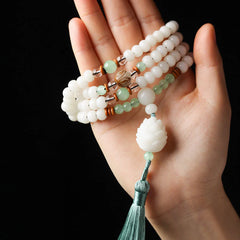 White Bodhi Seed Mala 108 Beads Protection Bracelet