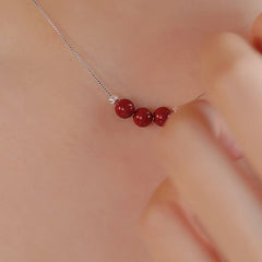 925 Sterling Silver Cinnabar Bead Calm Blessing Necklace Pendant