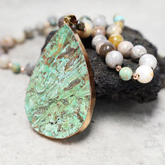 Natural Ocean Picasso Jasper Beaded Healing Necklace