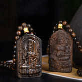 Yellow God of Wealth Strength Bead Necklace Pendant with Agarwood