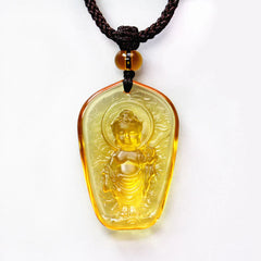 Tibetan Buddha Liuli Crystal Necklace Pendant