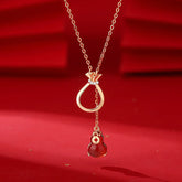 Red Agate Chalcedony 925 Sterling Silver Gourd Lucky Bag Confidence Necklace Pendant