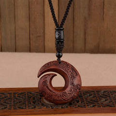 Small Leaf Red Sandalwood Ebony Wood Luck - Improving Design Protection Necklace Pendant