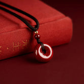 Cinnabar Peace Buckle Calm Blessing Necklace Pendant