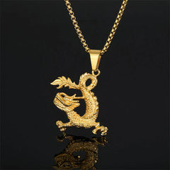 Dancing Dragon Pattern Lucky Necklace Pendant