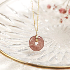 925 Sterling Silver Strawberry Quartz Healing Positive Necklace