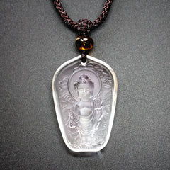 Tibetan Buddha Liuli Crystal Necklace Pendant