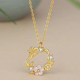 925 Sterling Silver Cubic Zirconia Shell Butterfly Flower Blessing Necklace Pendant