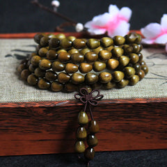 108 Mala Teardrop Beads Natural Wood Protection Bracelet
