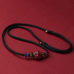 Cinnabar Chinese Zodiac Black String Blessing Necklace Pendant