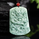 Natural Jade Chinese Zodiac Dragon Luck String Necklace Pendant