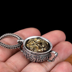 Treasure Bowl Copper Coin Ingots Wealth Necklace Pendant