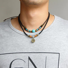 Turquoise Dzi Bead Protection Necklace