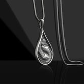 Double Lucky Koi Fish Prosperity Pure Tin Water Drop Pattern Necklace Pendant