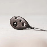 Ebony Wood Hollow Inlaid Obsidian Necklace Pendant for Peace and Calm