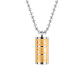 Tibetan Om Mani Padme Hum Lotus Pattern Prayer Wheel Titanium Steel Peace Necklace Pendant