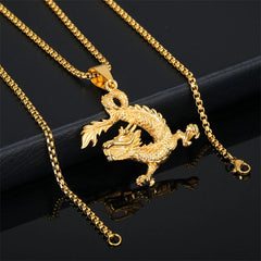 Dancing Dragon Pattern Lucky Necklace Pendant