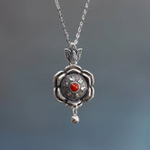 925 Sterling Silver Om Mani Padme Hum Lotus Peace Necklace Pendant and Earrings