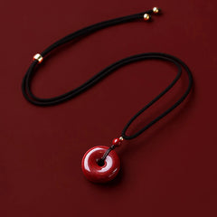 Cinnabar Peace Buckle Calm Blessing Necklace Pendant