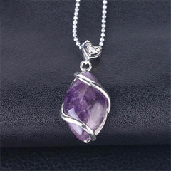 Marquise Pattern Natural Crystal Stone Charm Necklace Pendant
