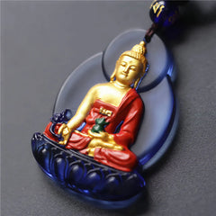 Tibet Medicine Buddha Liuli Crystal Compassion Necklace Pendant