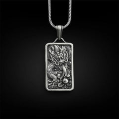 Pure Tin Dragon Success Protection Necklace Pendant
