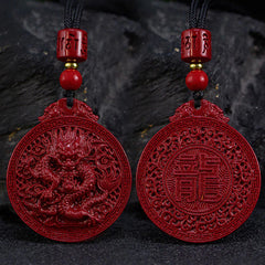 Year of the Dragon Natural Cinnabar Dragon Protection Necklace Pendant