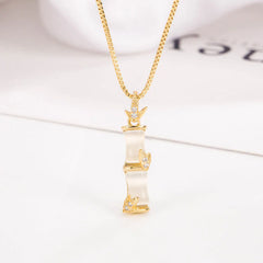 Renbeads Chalcedony Bamboo Pattern Harmony Necklace Pendant