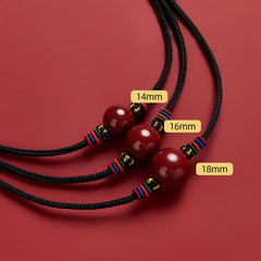 Cinnabar Bead Blessing String Necklace Pendant