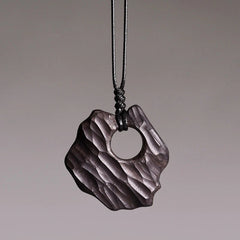 Ebony Wood Hollow Irregular Shape Peace Balance Necklace Pendant