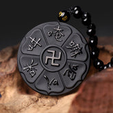 Natural Black Obsidian Spiritual Luck Necklace Pendant