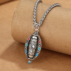 Tibetan Om Mani Padme Hum Rotatable Necklace Pendant