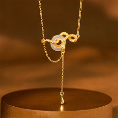 Chalcedony Peace Buckle 925 Sterling Silver Snake Year Harmony Necklace Pendant