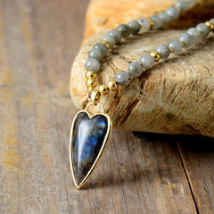 Labradorite Support Healing Beaded Necklace Pendant