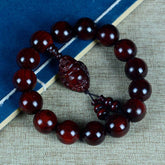 Small Leaf Red Sandalwood Laughing Buddha Protection Bracelet