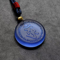 Tibet Shurangama Mantra Liuli Crystal Necklace Pendant