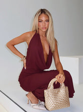 Vortexa Halter Maxi Dress Currant