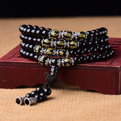 Black Obsidian Six True Words Protection Bracelet
