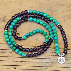 Amethyst and Green Aventurine Spiritual Lotus Charm Bracelet