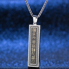 Nine-word Mantra Titanium Steel Bagua Yin Yang Balance Necklace Pendant