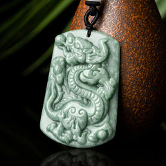 Year of the Dragon Chinese Zodiac Dragon Jade Success Amulet Necklace Pendant