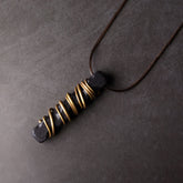 Tibet Ebony Wood Copper Balance Peace Necklace Pendant