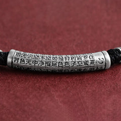 999 Sterling Silver Six True Word Heart Sutra String Necklace Pendant