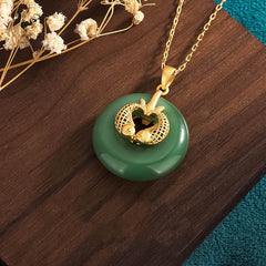 Cyan Jade Koi Fish Luck Necklace Pendant