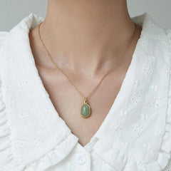 Natural Green Aventurine Amethyst Rose Quartz Blessing Necklace Pendant