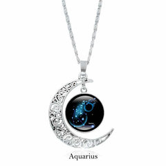 12 Constellations of the Zodiac Moon Protection Necklace Chain Pendant