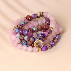 108 Beads Real Pink Crystal Mala Healing Bracelet