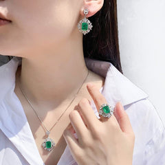 Emerald Crystal Red Corundum Confidence Courage Jewelry Set