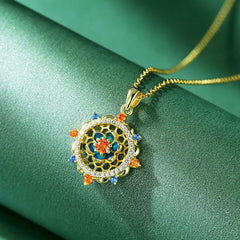 925 Sterling Silver Lotus Flower Colorful Zircon New Beginning Necklace Pendant