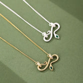 999 Sterling Silver Snake Coiling Infinite Symbol Blessing Necklace Pendant